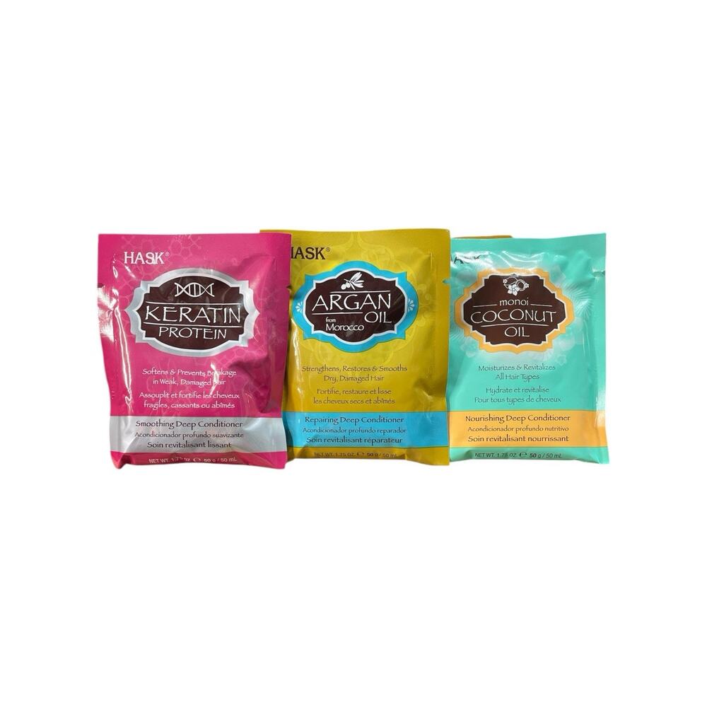 Hask Hair Mask Bundle Keratin, Argan Oil, Coconut Oil 50 Ml Ea